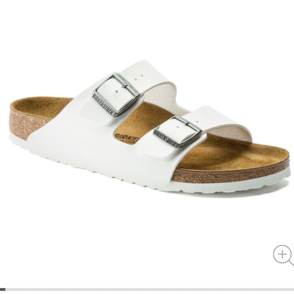Birkenstock White Birko-Flor with Tan Footbed Size 40/9